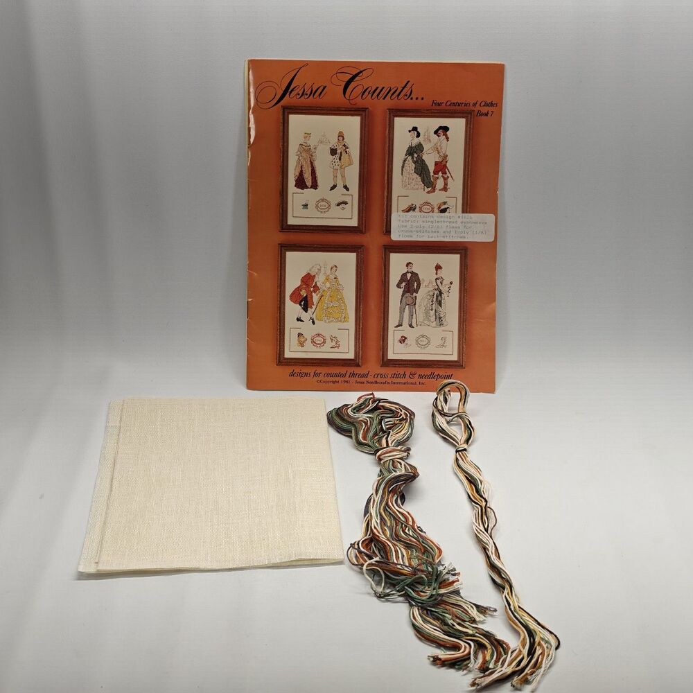 Jessa Counts Four Centuries of Clothes Book #7 1981 Cross Stitch Needlepoint Kit